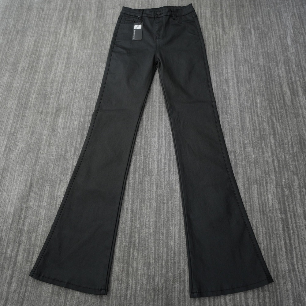 Apperloth A Pants Women New Tag Faux Leather Flare Leg Small Measured 24x32.5